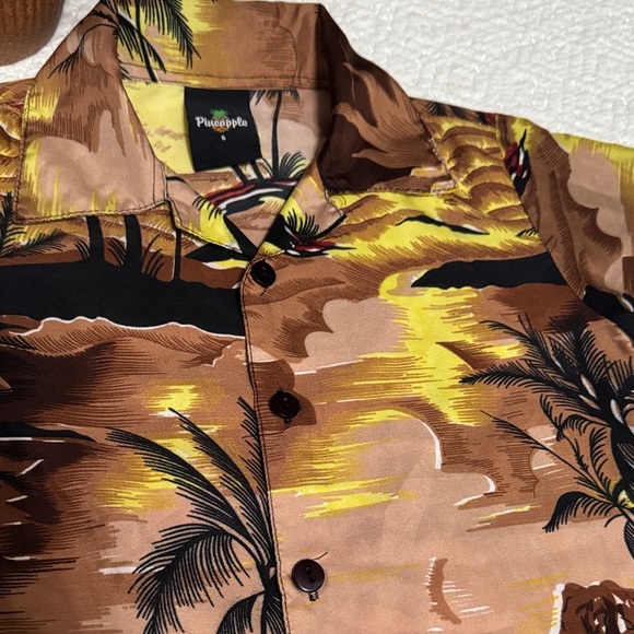Pineapple Tropical Adventure Kids Button Down Shirt Size 6 - Picture 3 of 4
